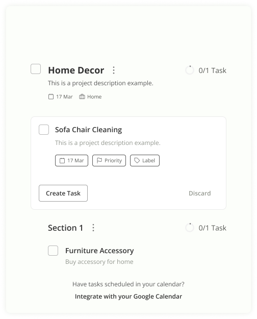 TodoPal project view with inline task creation