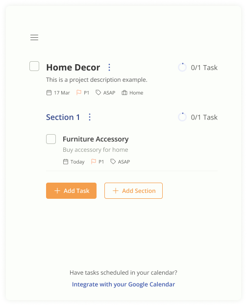 Browser extension — project task list